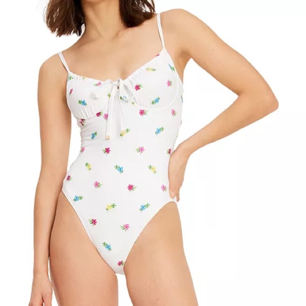 NWT Kate Spade Floral White One-Piece Swimsuit